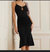 Black Beaded Knit Midi Dress In Black