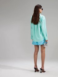 Mint Rhinestone Taffeta Oversized Shirt