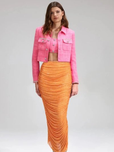 Self-Portrait Orange Rhinestone Mesh Midi Skirt (Final Sale) product