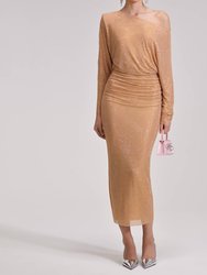 Sequin Mesh Midi Dress - Gold