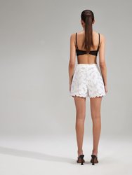 White Cotton Lace Shorts