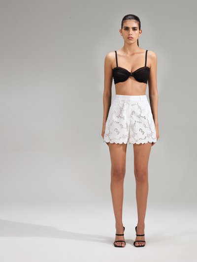 Self-Portrait White Cotton Lace Shorts product