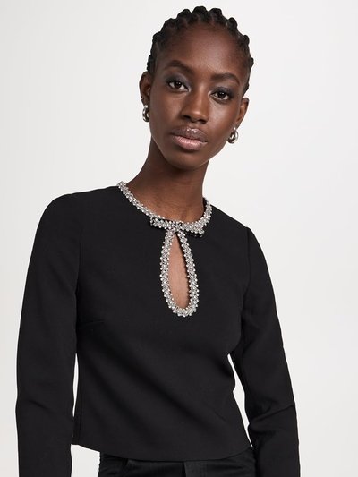 Self-Portrait Women's Black Polyester Crepe Diamante Long Sleeves Top product