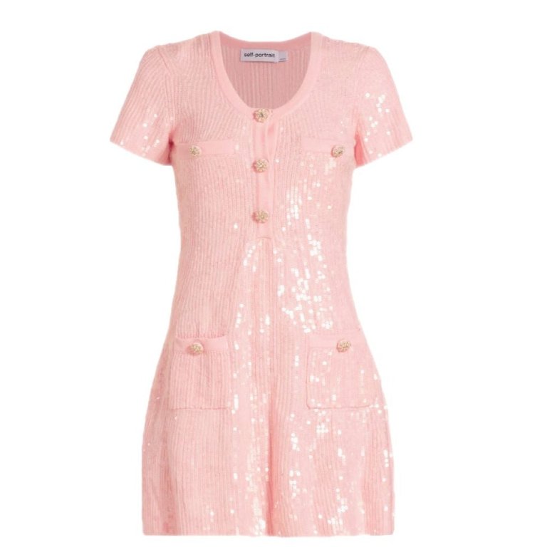 Women's Sequined Rib-Knit Mini Dress - Pink