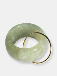 Amelie — Single Hoop Green Jade Stone Earring - Default Title
