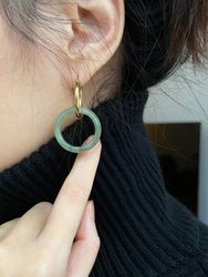 Amelie Skinny — Green Jade Stone Hoop Earrings