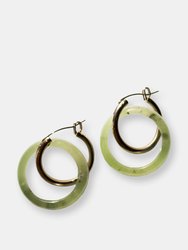 Amelie Skinny — Green Jade Stone Hoop Earrings - Green