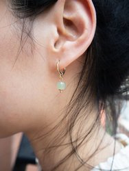 Berry — Small Hoop With Green Bead Earrings