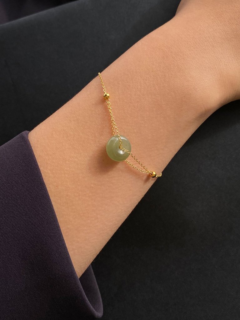 Coin — Green Jade Gold Bracelet