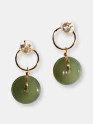 Coin — Green Jade Hollow Earrings - Green