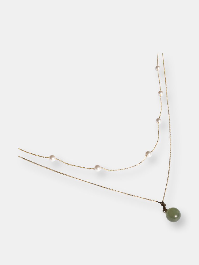 Emma — Pearl And Jade Layered Necklace
