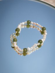 Isabelle — Pearl and Green Jade Bracelet