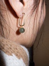 Pin — Green Jade Bead Gold Earrings