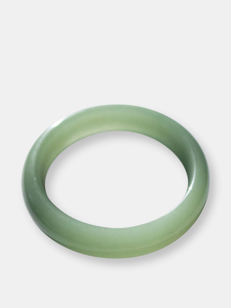 Smoke — Opaque Light Green Jade Stone Bangle - Green