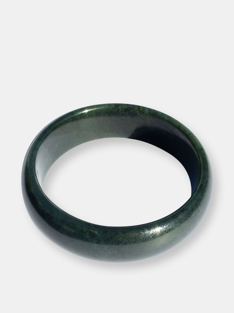 Turtle — Dark Green Jade Stone Bangle - Dark Green