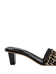 Almeria Black Mid-Heel Sandal - Black