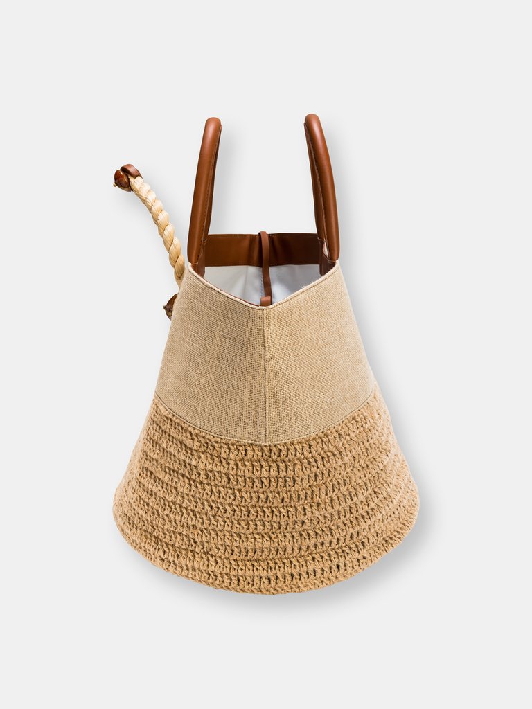 Almeria Natural Large Round Tote Bag