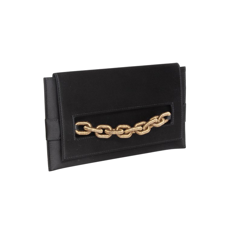 Catena Black & Gold Envelope Clutch - Black & Antique Gold