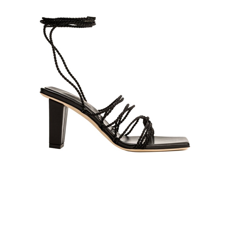 Ophilia Black Lace-Up High Sandal - Black