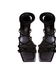 Ophilia Black Lace-Up Sandal