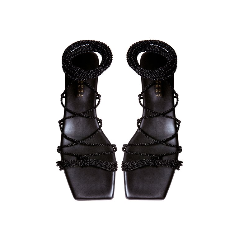 Ophilia Black Lace-Up Sandal