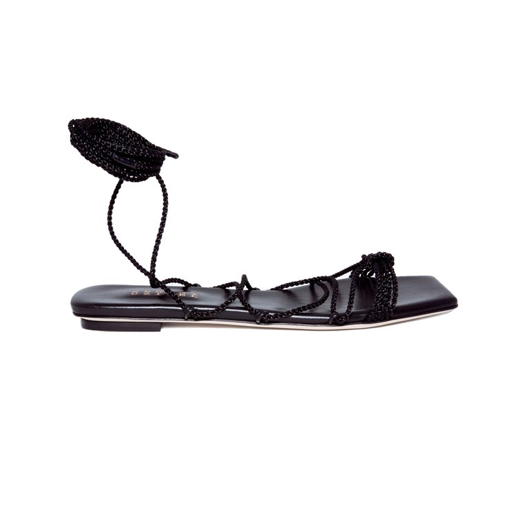 Ophilia Black Lace-Up Sandal - Black