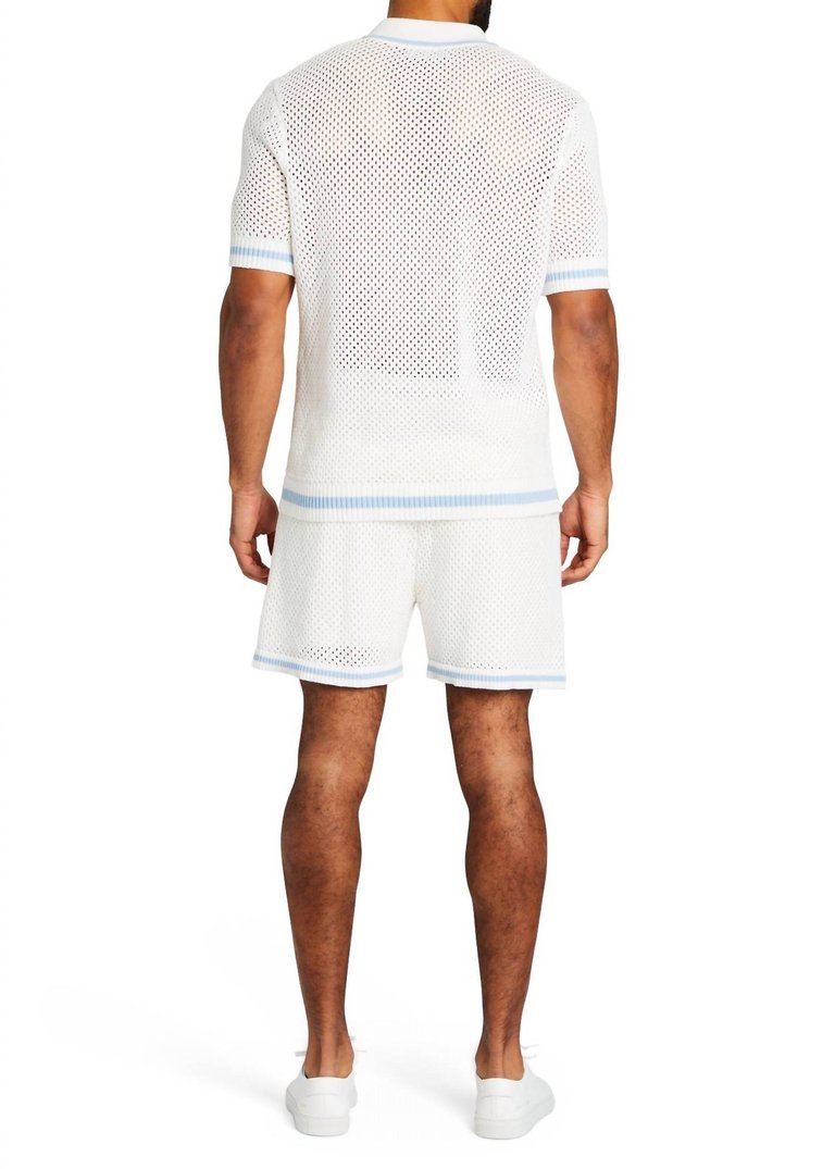 Bruce Crochet Short In White/blue