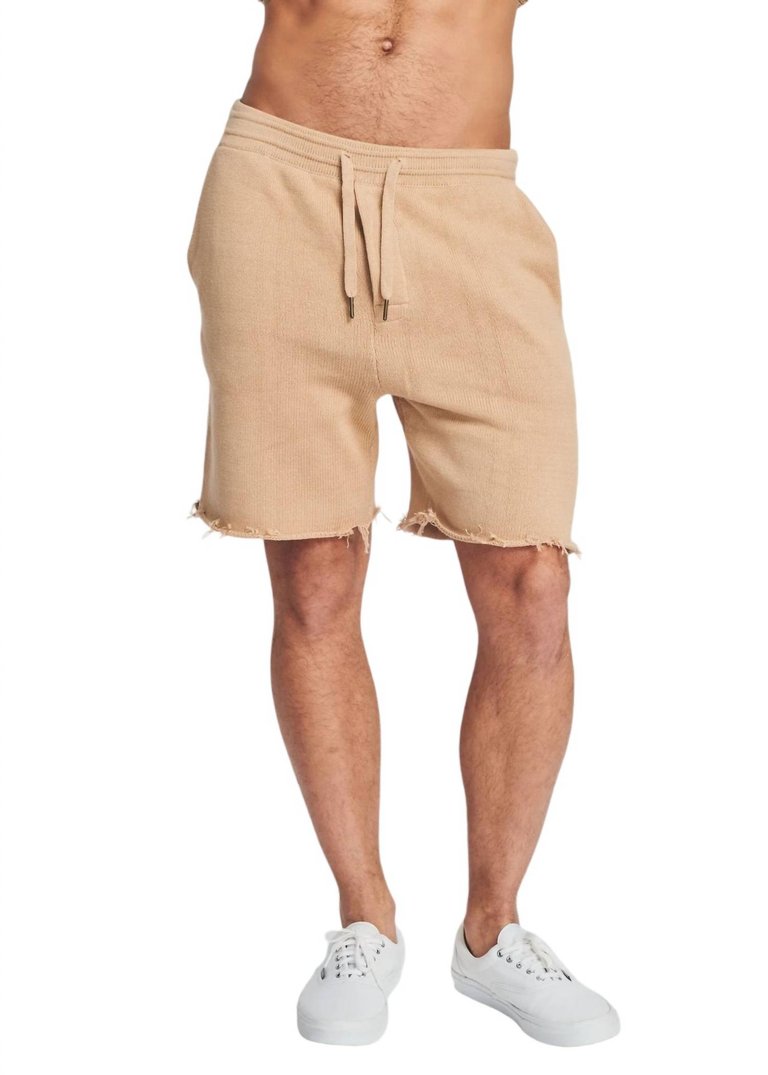 Chris Knit Shorts In Taupe - Taupe