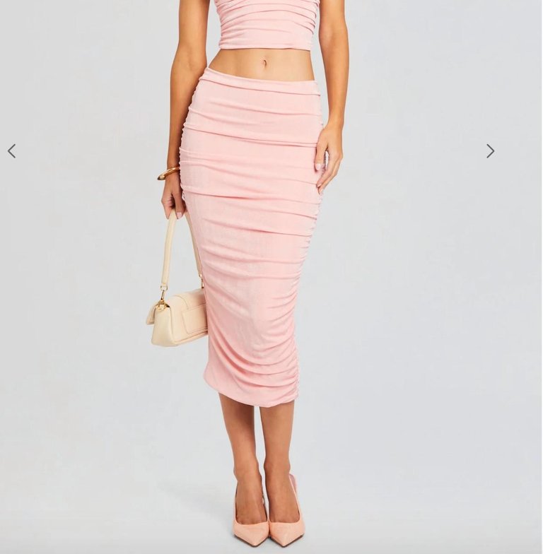 Julia Midi Skirt In Powpk - Powpk