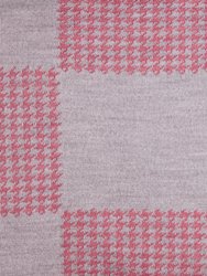 Squared Patch Houndstooth Candy Pink And Pearl Grey Cushion