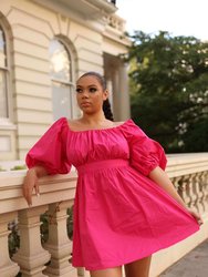 Poplin Dress Puff-sleeved