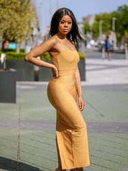 Ribbed Strappy Maxi Bandage Dress