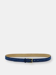 25mm Narrow Suede Belt - Blue Jean w/Vintage Italian Buckle