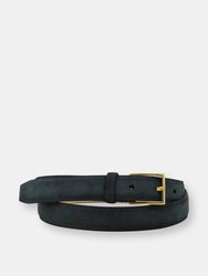 25mm Narrow Suede Belt - Dark Avocado w/Vintage Italian Buckle - Dark Avocado