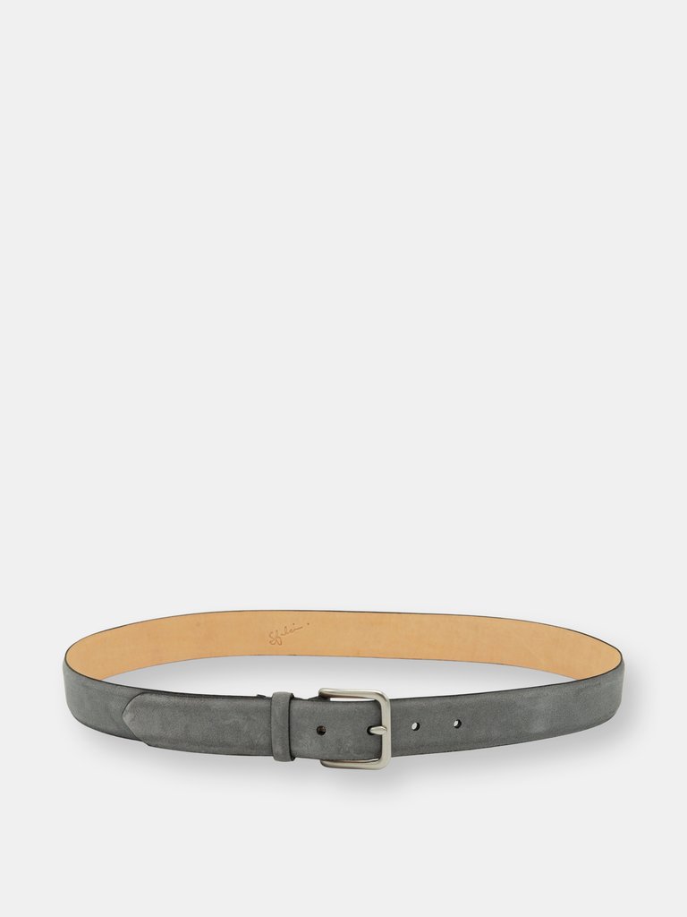 32mm Classic Italian Calf Suede Belt - Cement Grey