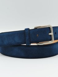 32mm Classic Italian Calf Suede Belt - Jean Blue