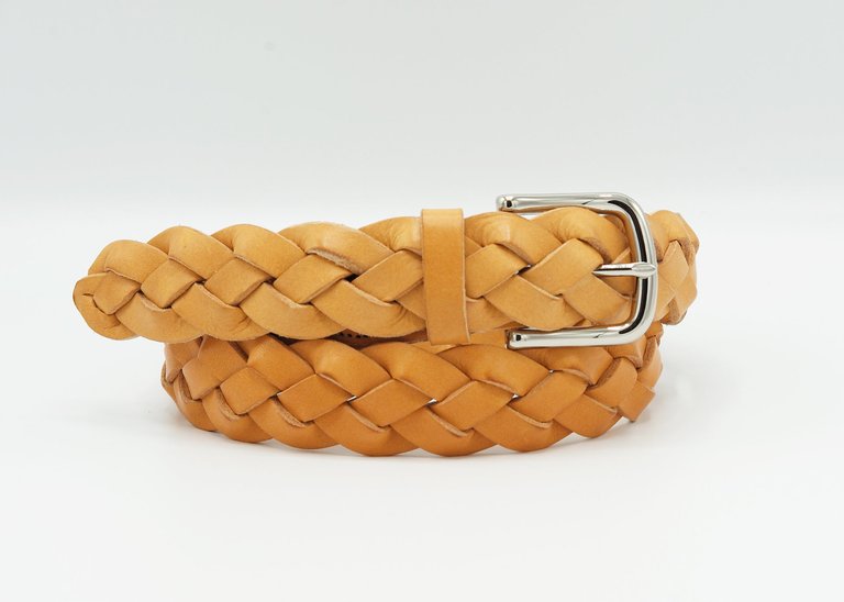 Hand-Braided, Natural Italian veg tan Belt - 32mm