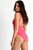 Belted High-Neck One-Piece - Pink - Pink
