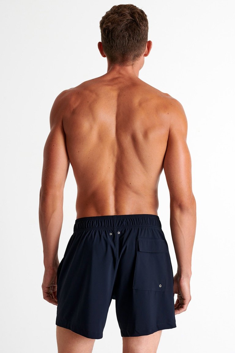 Classic Fit, Stretch And Quick Dry Swim Trunks - Navy - Navy