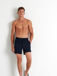 Classic Fit, Stretch And Quick Dry Swim Trunks - Navy