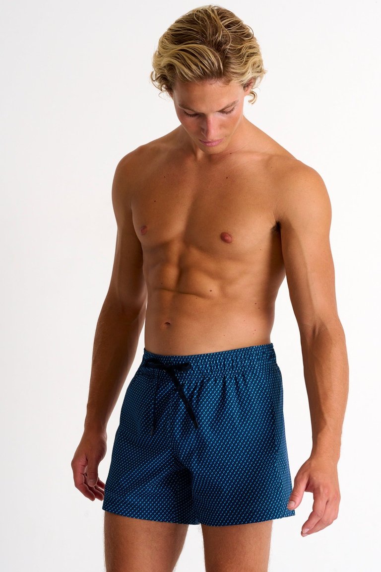 Classic Fit, Stretch And Quick Dry Swim Trunks - Shan Logo - Shan Logo