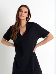Deep Plunging Neckline Mini Dress - Black