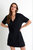 Deep Plunging Neckline Mini Dress - Black