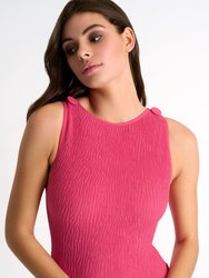 High-Neck One-Piece - Pink