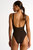 High-Neck One-Piece With Open Back - Chocolate