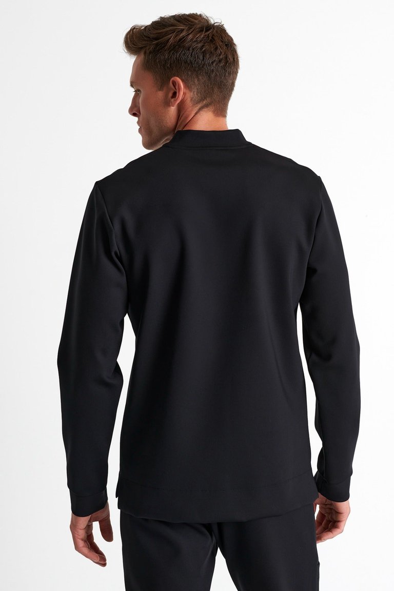 Long Sleeve Sweater Snap-Neck - Black