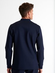 Long Sleeve Sweater Snap-Neck - Navy