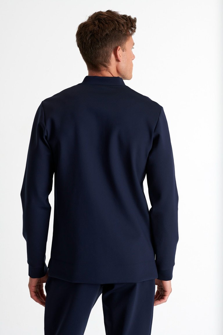 Long Sleeve Sweater Snap-Neck - Navy - Navy