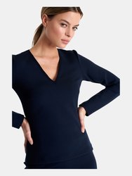 Long Sleeve V-neck Shirt - Navy / Marine