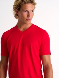 Microfiber V-Neck T-Shirt - Red